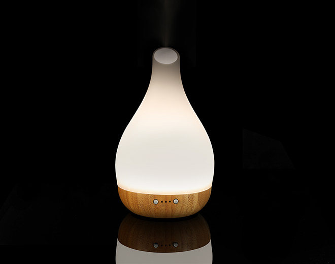 Ella-Base en bois Art Diffuseur ultrasonique blanc avec lumière